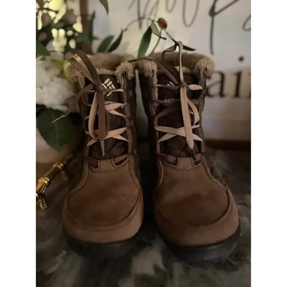 Columbia Winter Boots Minx Omni Heat Waterproof Brown Faux Fur 9 Snow Hiking